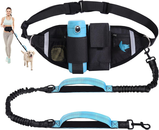 Hands Free Dog Leash, Waist Leash for Dog Walking, Running, Jogging (Blue)