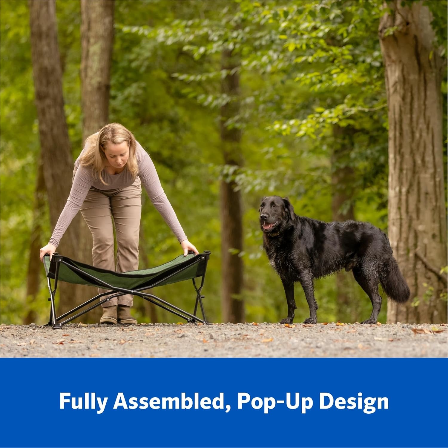 Coolaroo On-The-Go Elevated Dog Bed Kit – Portable & Cooling Travel Cot with Heatshield Fabric for Medium Dogs, Lightweight & Compact, Includes Matching Carry Bag & Everglade Green Bonus Cover, Medium