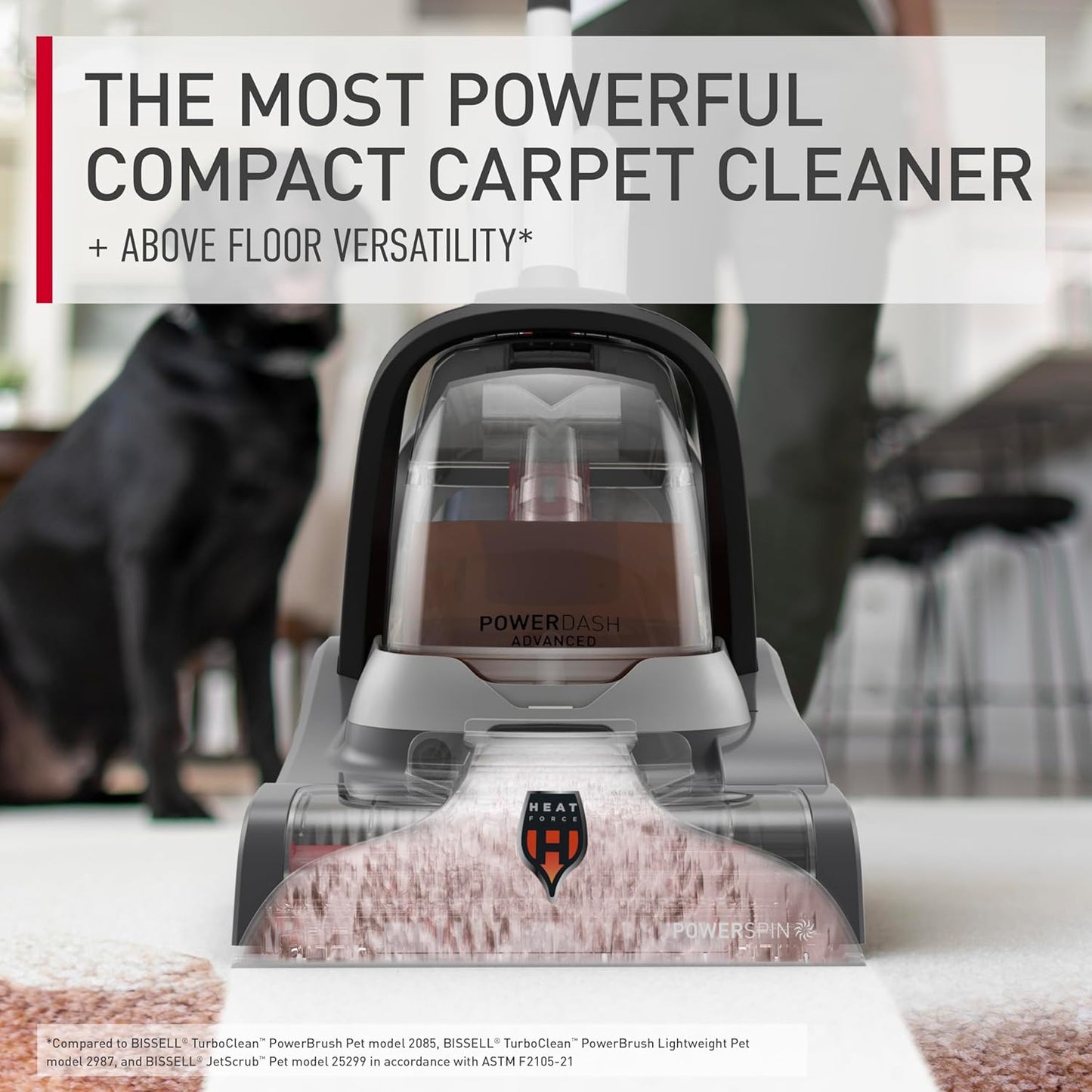 Hoover Powerdash Pet Advanced Compact Carpet Cleaner Machine with above Floor Cleaning, Lightweight Carpet Shampooer Machine, Pair with a Hoover Carpet Cleaner Solution for a Bright, Refreshed Home