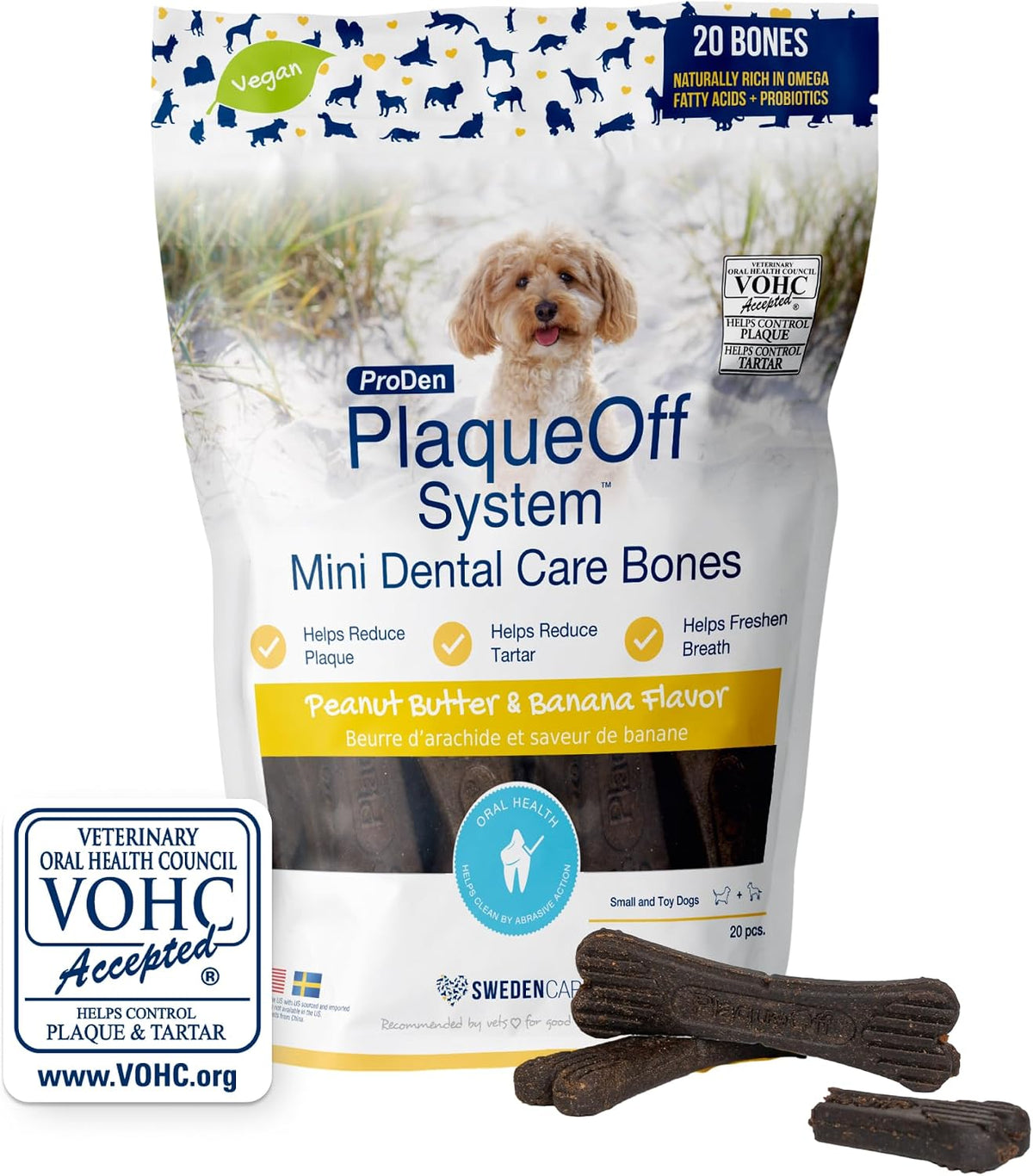 Proden Mini Dental Bones for Dogs - Peanut Butter & Banana - 12Oz