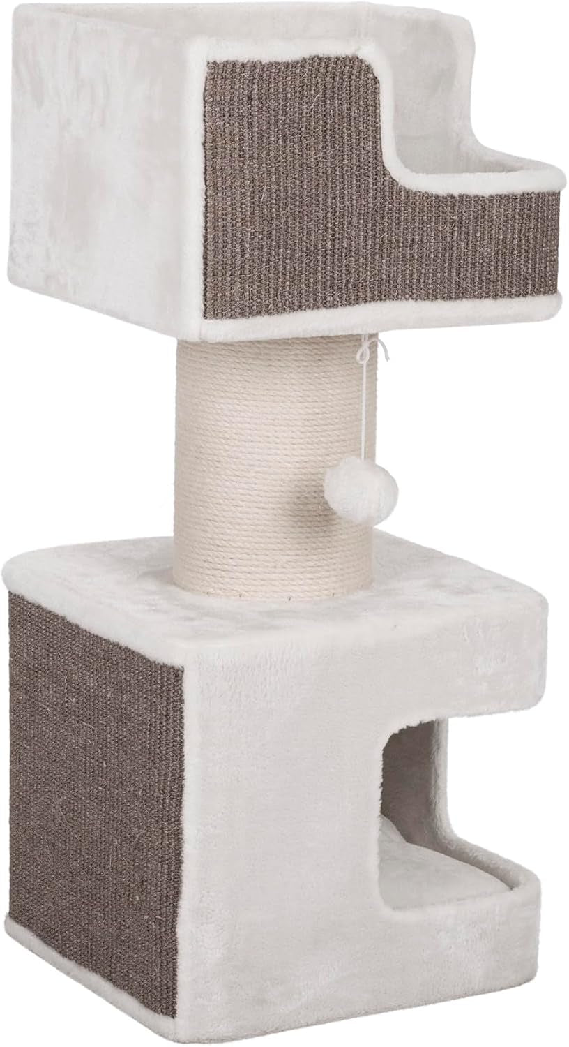 Trixie Ava Cat Tree – Cat Tower with Condo & Thick Scratching Post, Includes Removable Cushions – Indoor Cat Furniture for Scratching & Climbing – Gray, 16.5" X 16.5" X 33.9"