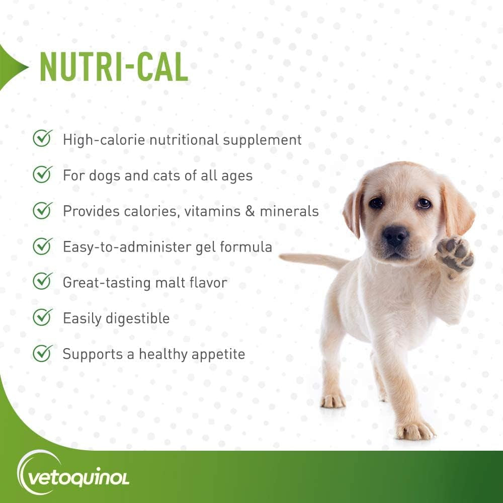Vetoquinol Nutri-Cal - High-Calorie Nutritional Gel - Supports Daily Nutrition for Picky Eaters - Essential Nutrients & Vitamins for Cats & Dogs - Easy Feeding Oral Gel - 4.25 Oz
