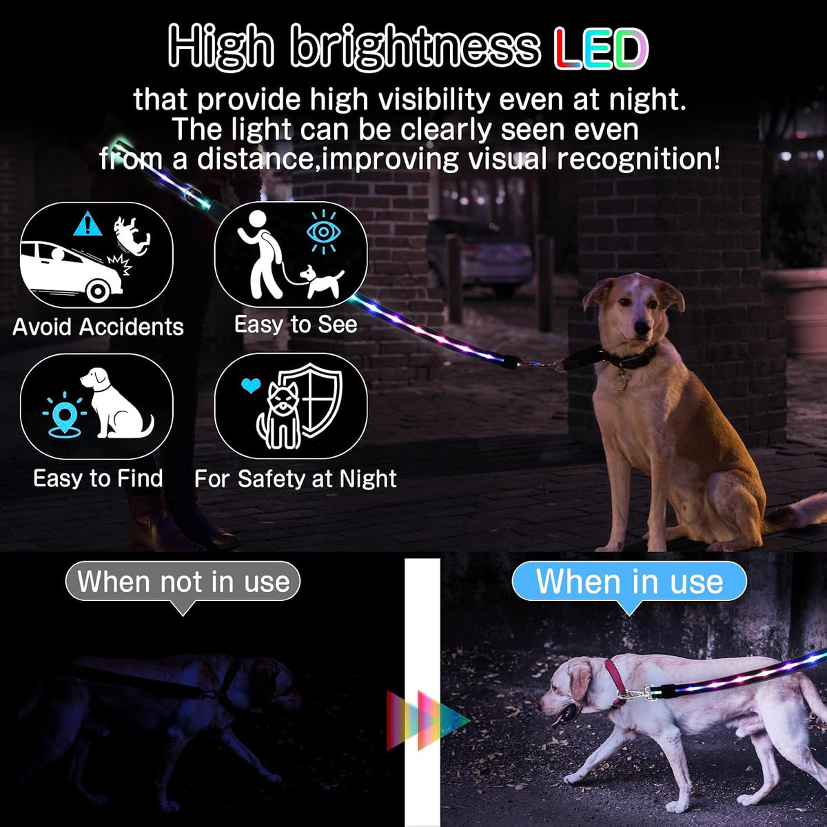 Dog Cooling Mat + 4 Ft Led Dog Leash