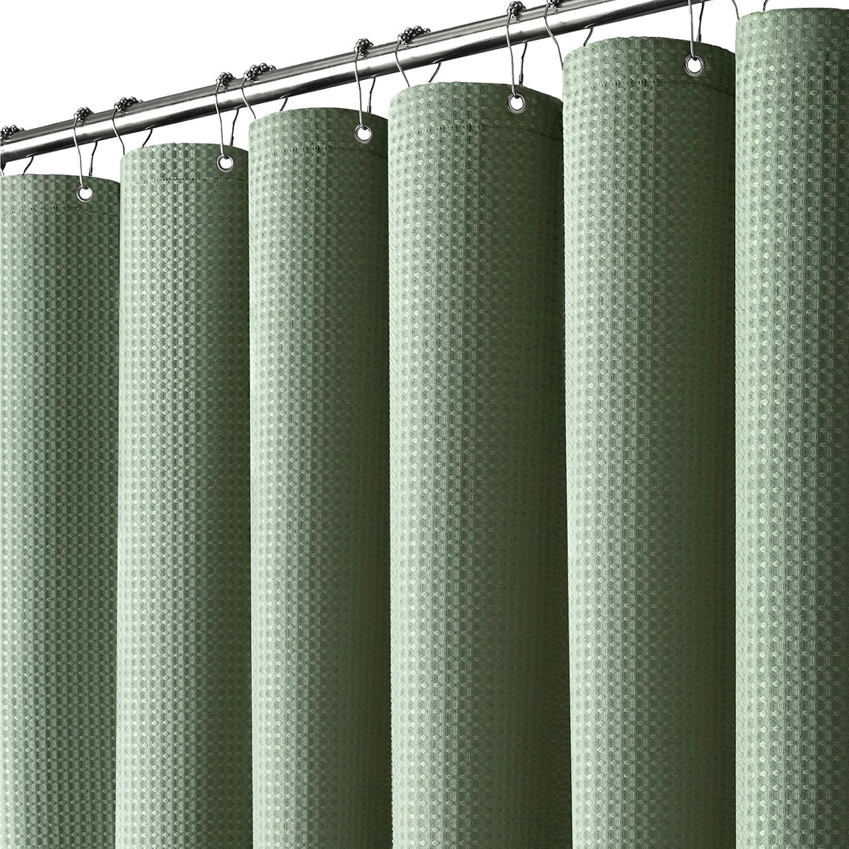 Waffle Shower Curtain 256 GSM Heavy Duty Fabric 72"X72" Sage Green