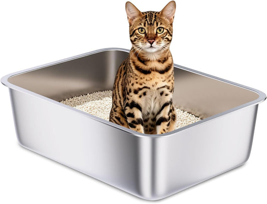 Stainless Steel Litter Box, Metal Litter Box High Sided