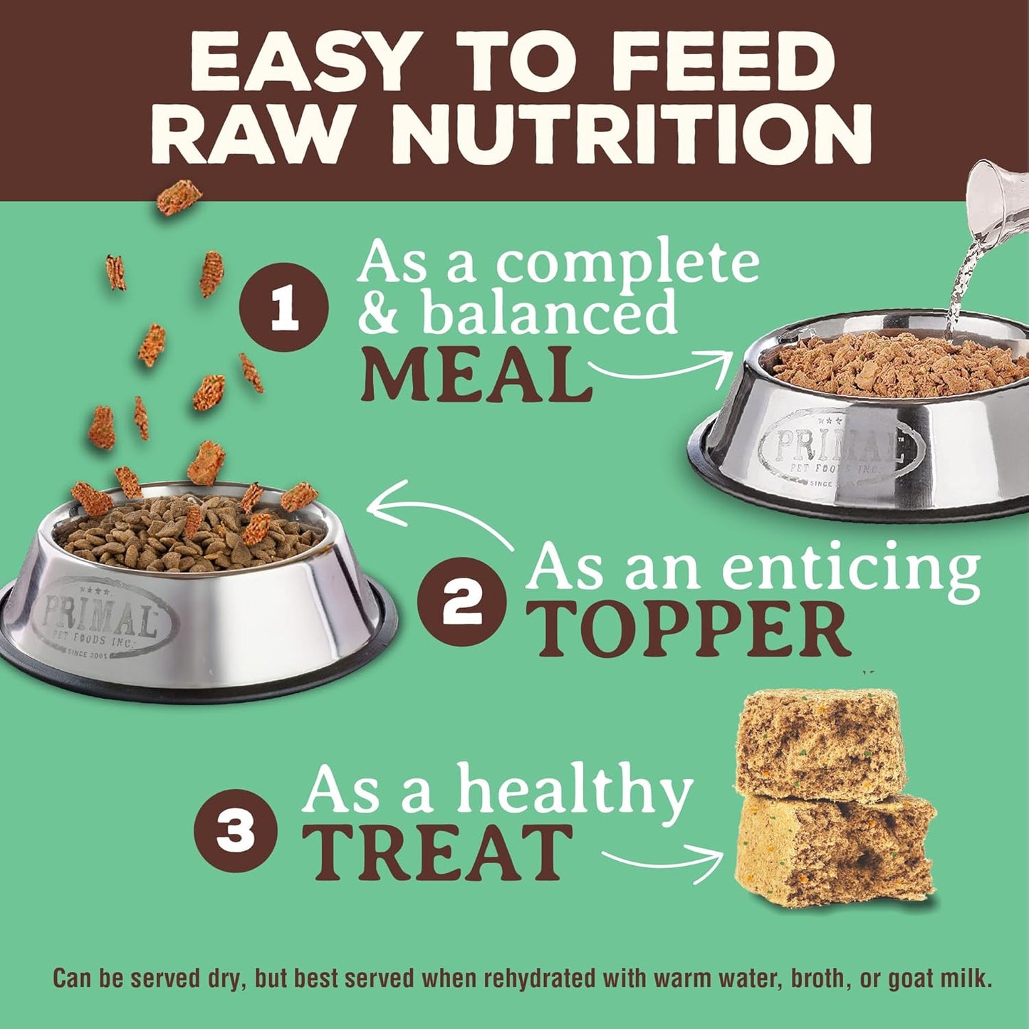 Primal Freeze Dried Dog Food Nuggets, Chicken; Complete Balanced Meal, Topper or Treat; Premium, Healthy, Grain Free, High Protein Raw Dog Food, 14 Oz