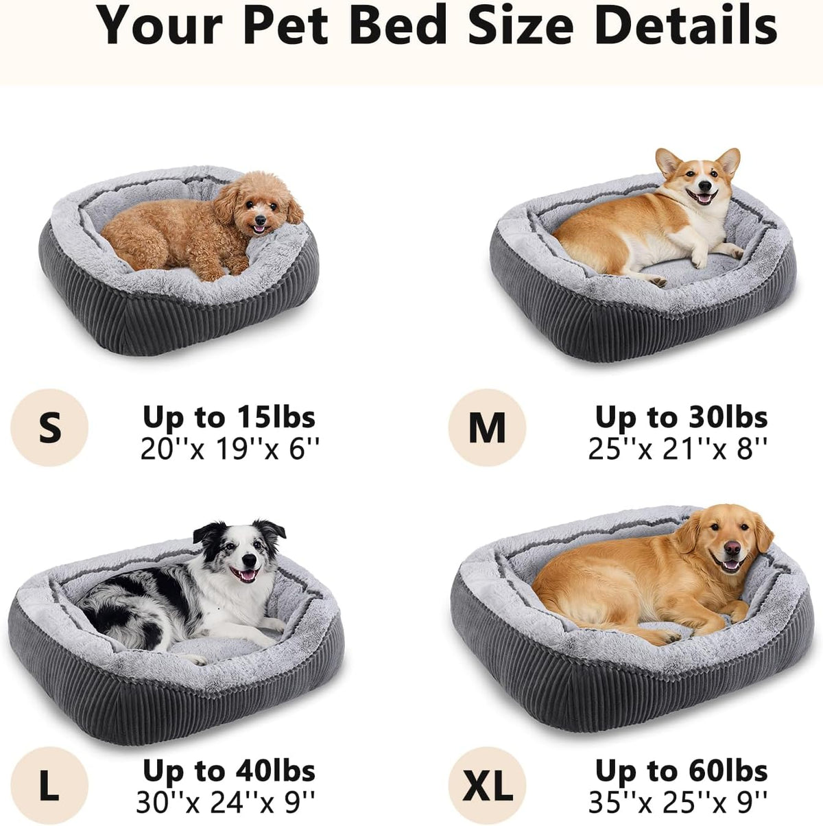 Washable Dog Bed Medium Size Dogs, Orthopedic Pet Bed