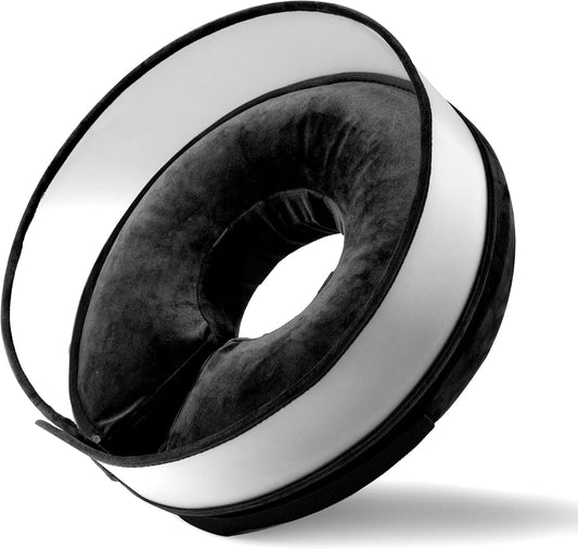 Inflatable Dog Cone, Soft Dog Cone Collar after Surgery for Alternative with Enhanced Anti-Licking Guard Shield Adjustable Detachable, Elizabethan Collar (XL, Black)