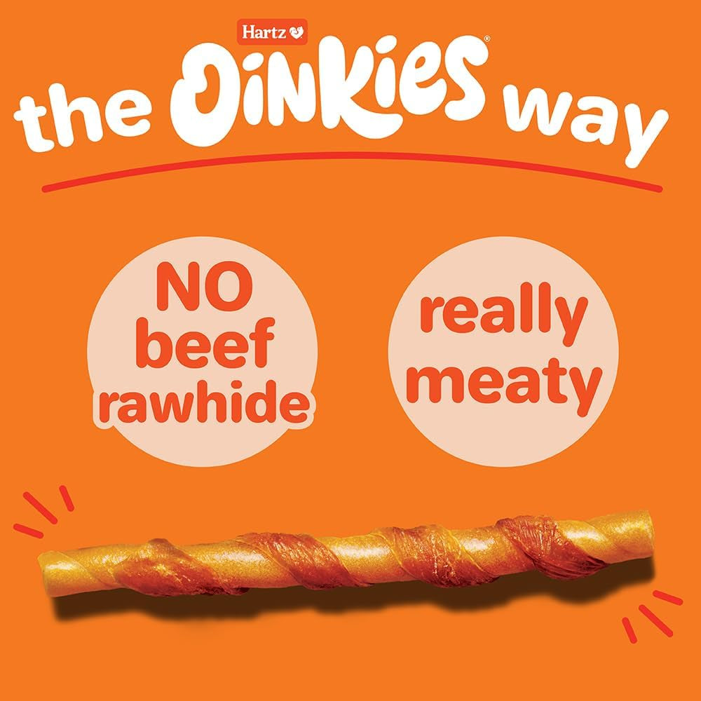 Hartz Oinkies Tender Twists Rawhide‑Free Dog Chews with Real Chicken Breast, Highly Digestible, Long‑Lasting Treats, 36 Count