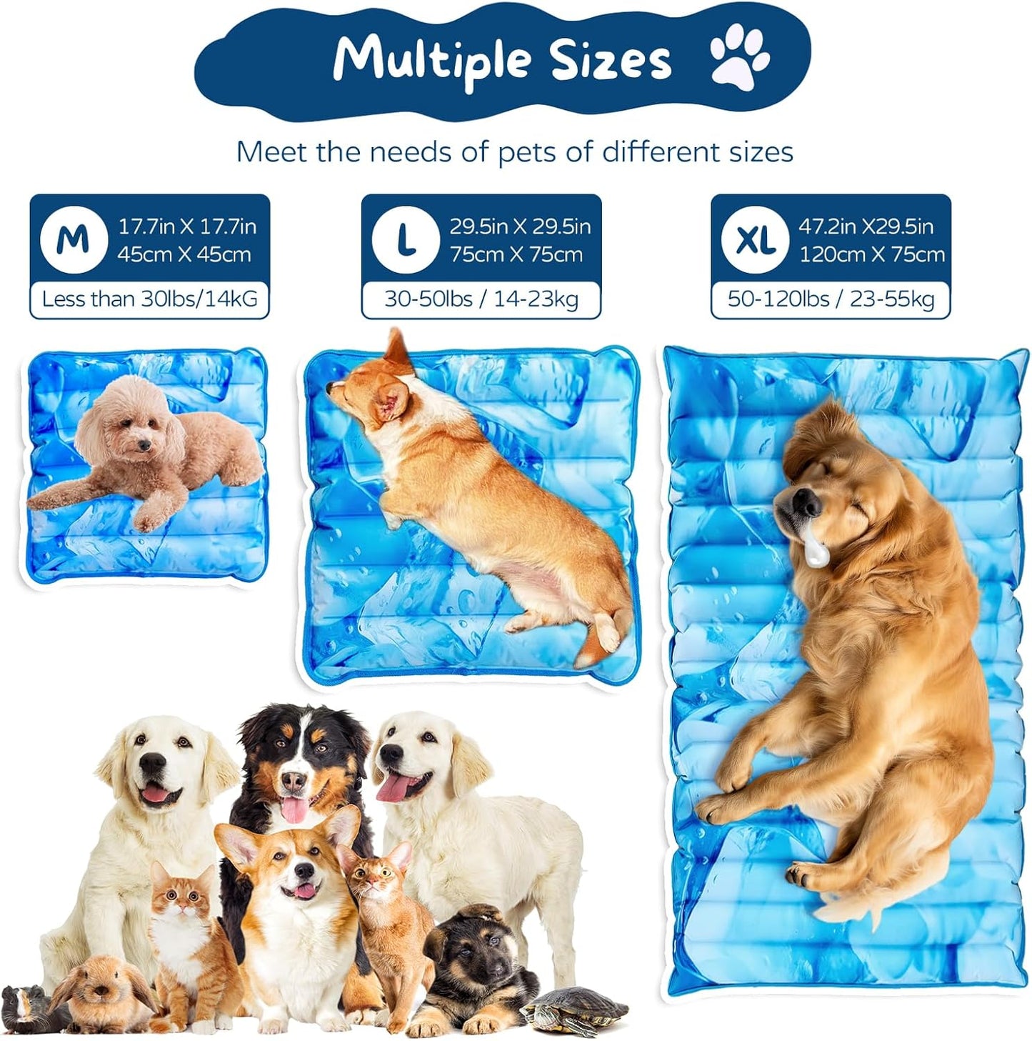 Dog Cooling Mat 2.0, Double-Sided Non-Slip Pet Cooling Pad, Washable and Durable, Indoor & Outdoor Summer Cooling Mat for All Pets, Keep Dogs and Cats Cool and Comfortable (17.7" X 17.7")