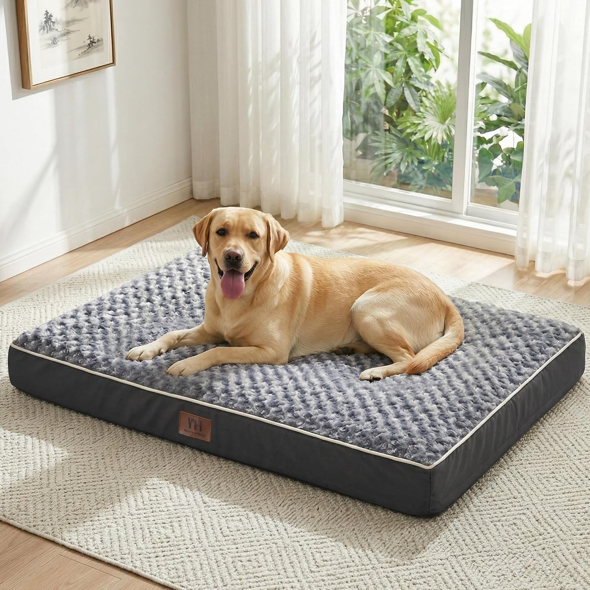 WESTERN HOME WH Orthopedic XXL Dog Bed for Jumbo Dog Washable Pet Bed, 47In