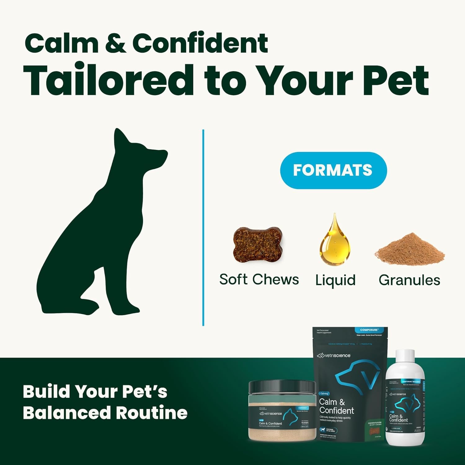 Vetriscience Calm & Confident Chews, Composure Clinically Tested Calming and Anxiety Supplement for Dogs, Reduce Stress and Fear, Ideal for Thunderstorms, Fireworks and Travel, Chicken, 120 Count