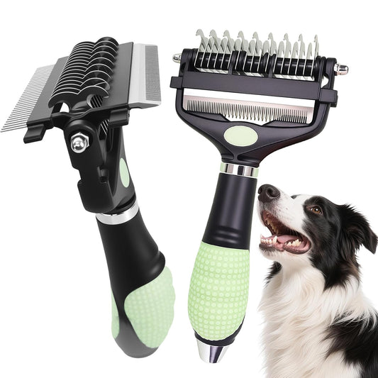 HOP Green 3-In-1 Metal Comb&Undercoat Rake&Deshedding Tool for Dogs&Cats