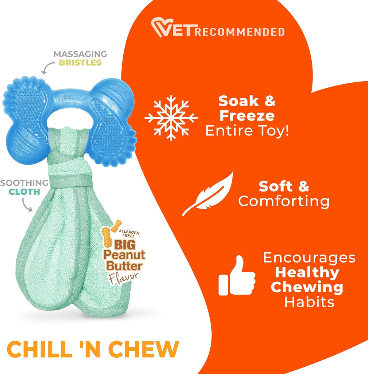 Nylabone Puppy Chew 2-In-1 Teething Freezer Bone Dog Chew Toy, Small