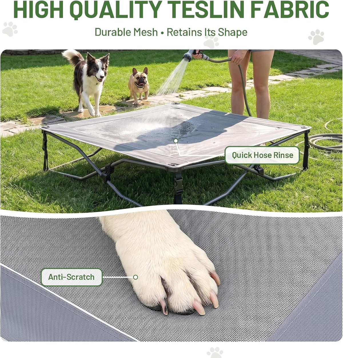 TIMBER RIDGE Outdoor Dog Bed, Cooling Elevated Pet Bed Portable Raised Dog Bed with Breathable Mesh, Dog Bed Foldable Dog Cot for Indoor & Outside, Grey
