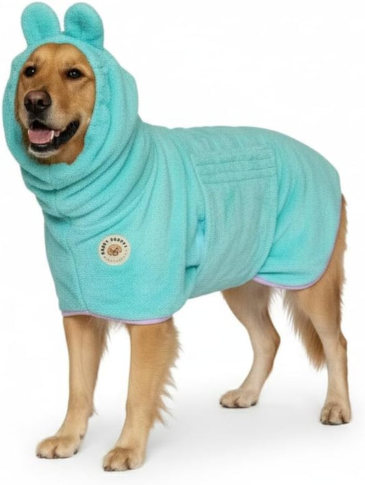 DERPYCHAPPY Dog Bathrobe Towel Robe after Bath Microfiber Korea (Mint,M)