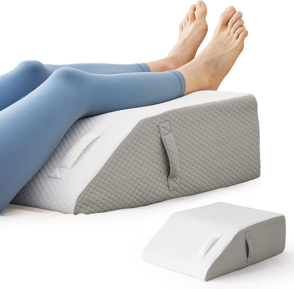 BIEEZZK Leg Elevation Pillow Blood Circulation, 23.6×16.8×8In, White/Grey