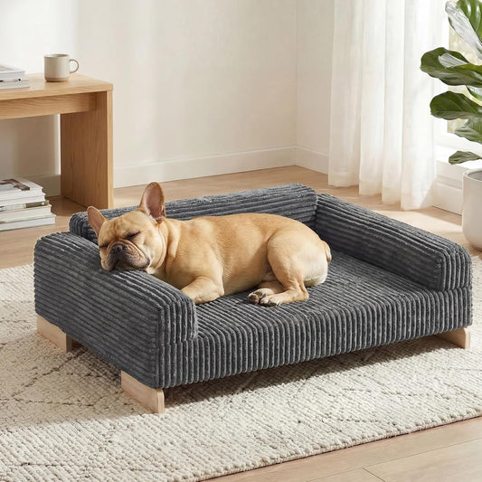 Veehoo Elevated Dog Bed Indoor, Wood Furniture Style Dog Couch Sofa