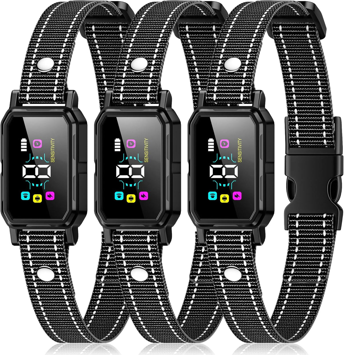 3-Pack Dog Bark Collar for Large Dog 8-120Lbs Medium Small Dog Barking Collar with 5 Adjustable Sensitivity Beep Vibration Harmless Shock anti Bark Device