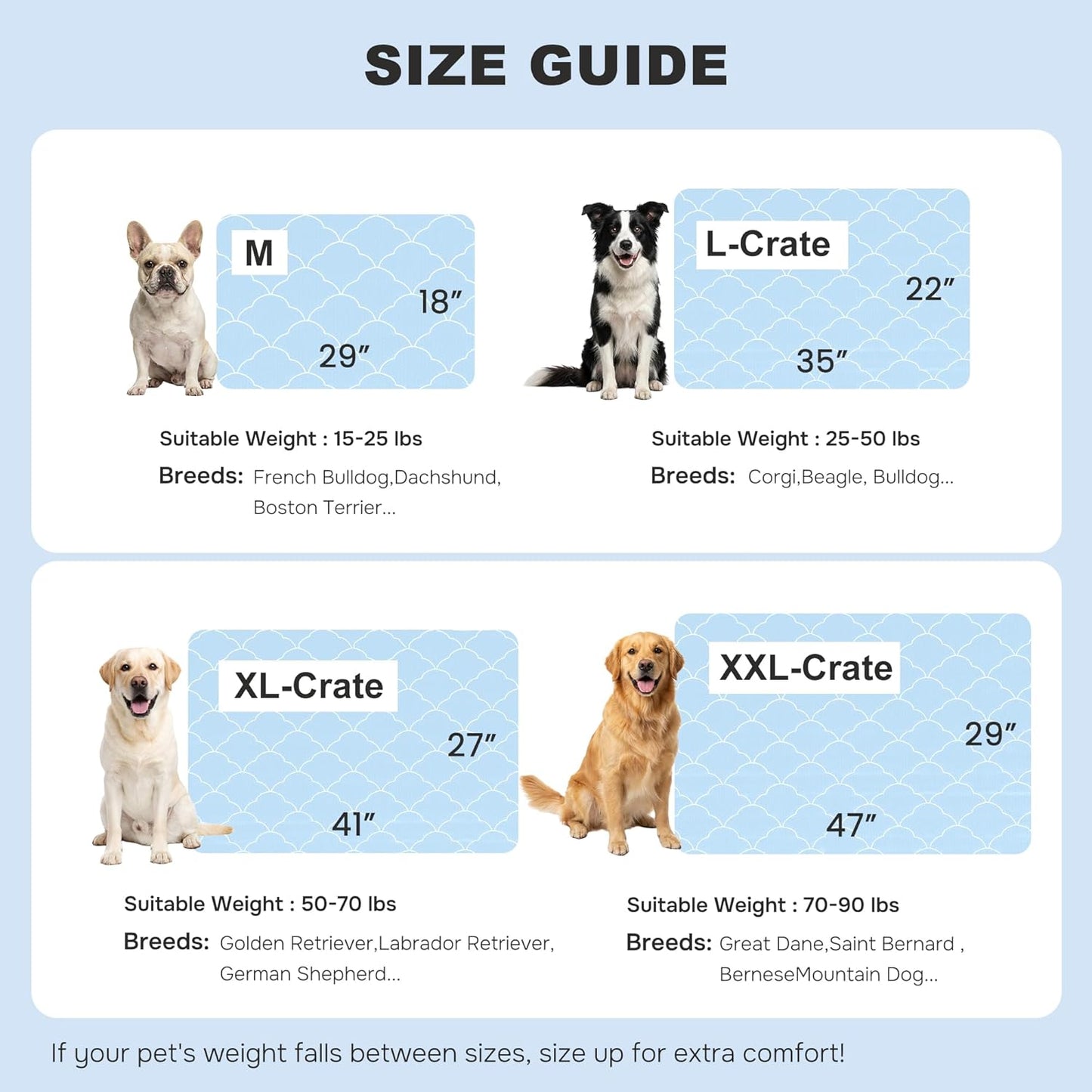 ZOMISIA Dog Cooling Mat for Extra Large Dogs, Q-Max>0.5 Thin Breathable Crate Pad for Pet, Portable Washable Kennel Pad for Summer Outdoor, 41X27, Blue