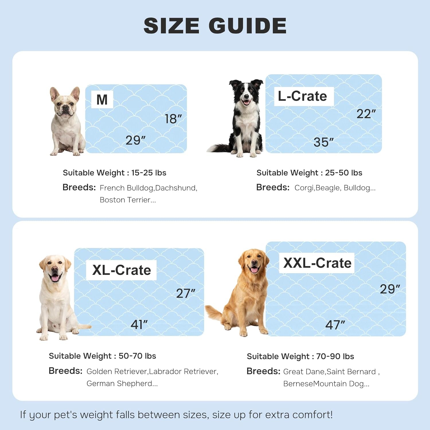 ZOMISIA Dog Cooling Mat for Extra Large Dogs, Q-Max>0.5 Thin Breathable Crate Pad for Pet, Portable Washable Kennel Pad for Summer Outdoor, 41X27, Blue