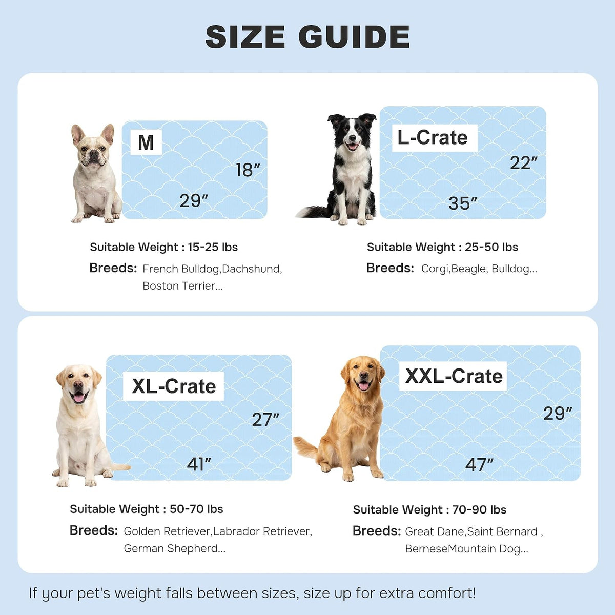 ZOMISIA Dog Cooling Mat for Extra Large Dogs, Q-Max>0.5 Thin Breathable Crate Pad for Pet, Portable Washable Kennel Pad for Summer Outdoor, 41X27, Blue