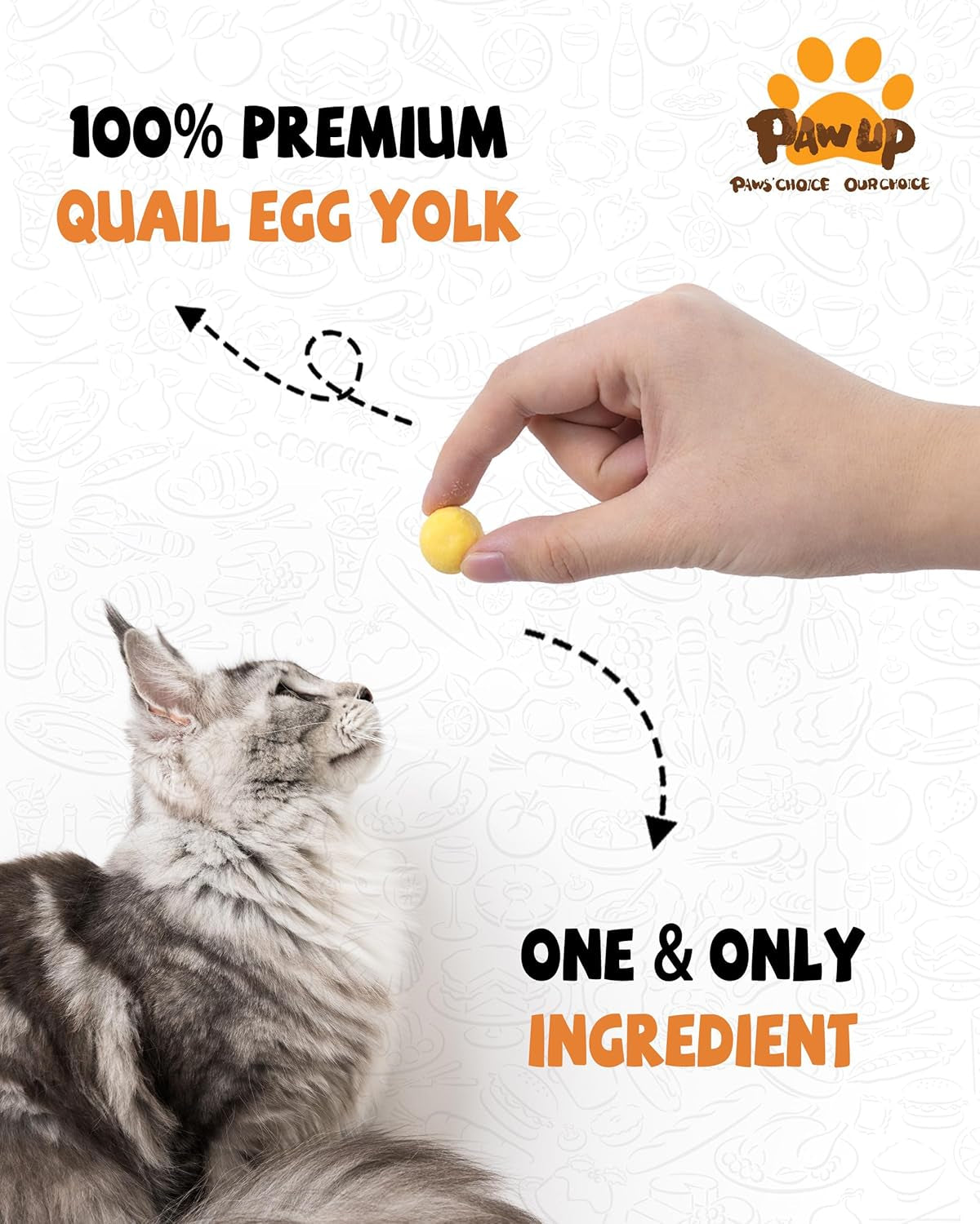 PAWUP Freeze Dried Quail Egg Yolk Pet Treats, Freeze-Dried Pet Food for Dogs, Cats, Pure Fresh Ingredient, 4.2 Oz, Rawhide Free, Gluten&Grain Free
