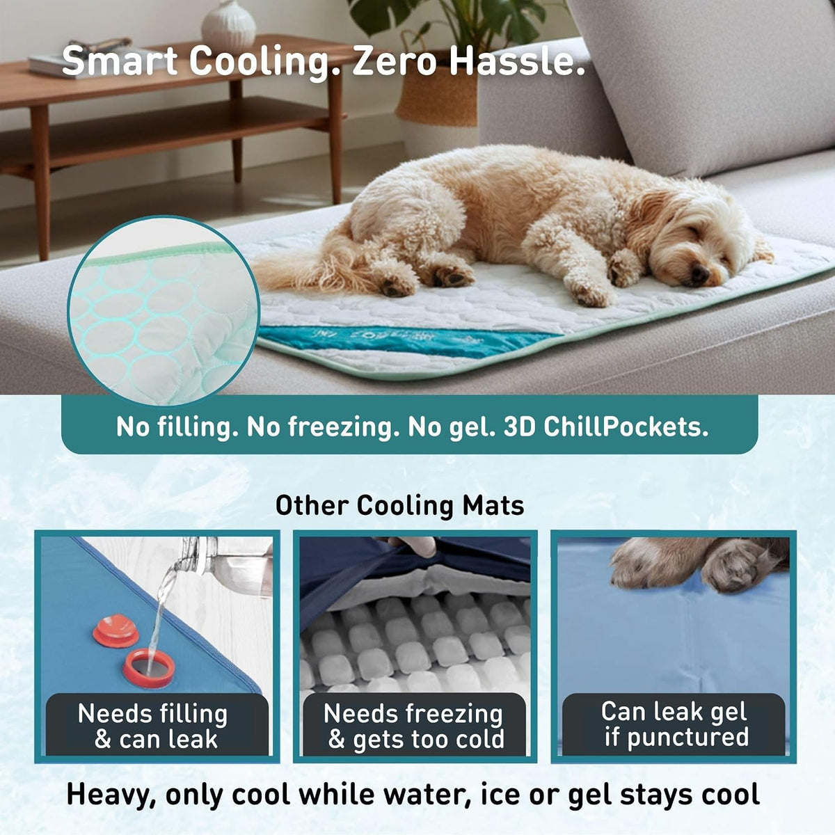 INSPECTOR TAIL Dog Cooling Mat Indoor & Outdoor with Ice Silk, XL Pet Pad