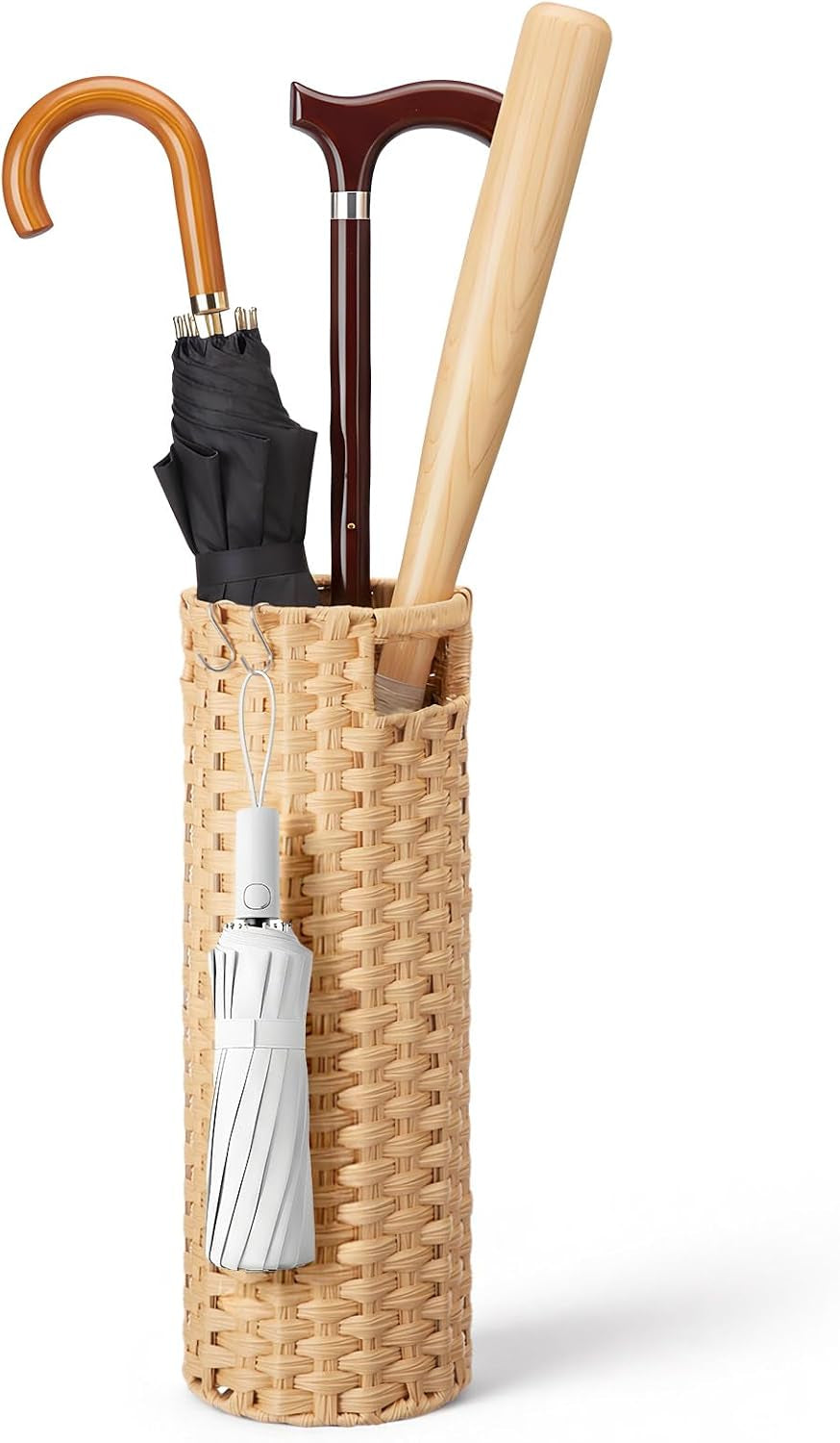 Lounsweer Extra Tall Rattan Umbrella Stand Organize, round Chunky Woven