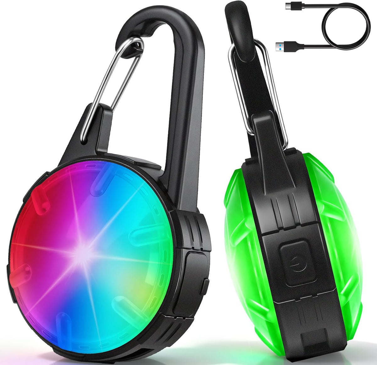Double-Sided Dog Lights for Night Walking, 6 Modes & Rechargeable, 2 Pack