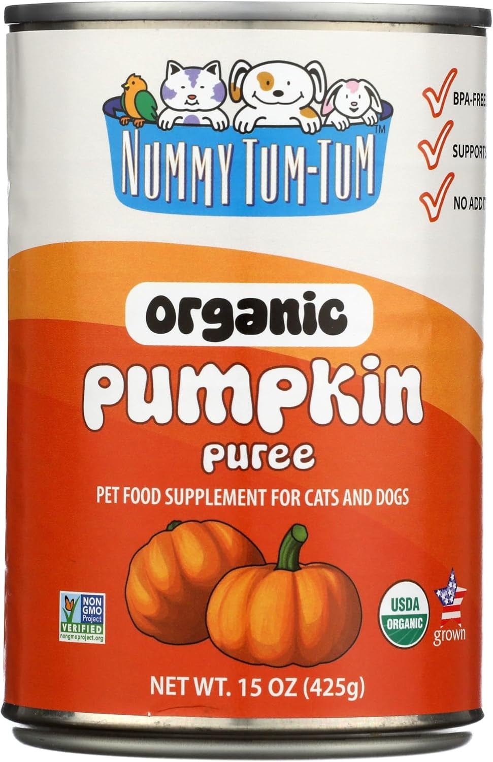 Nummy Tum Tum Organic Pumpkin for Dogs & Cats, 15 Ounce (Pack of 12)