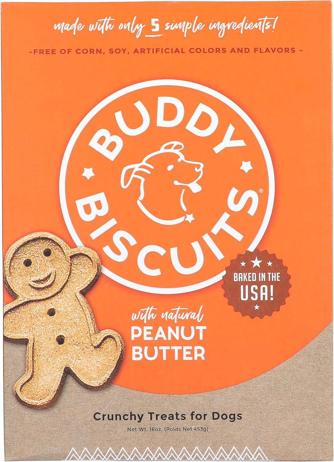 Buddy Biscuits Crunchy Dog Treats, Peanut Butter, 16 Oz. Box