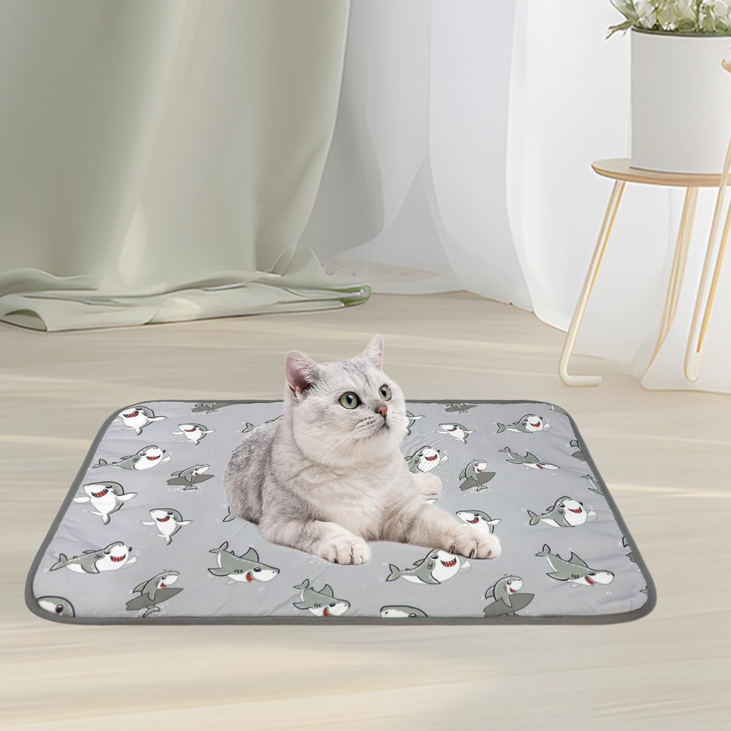 NACOCO Summer Pet Cooling Mat - Cat Dog Cushion Pad Sleeping Cool Sharks Comfortable Soft for Pets Kids and Adults (Grey Shark, S)