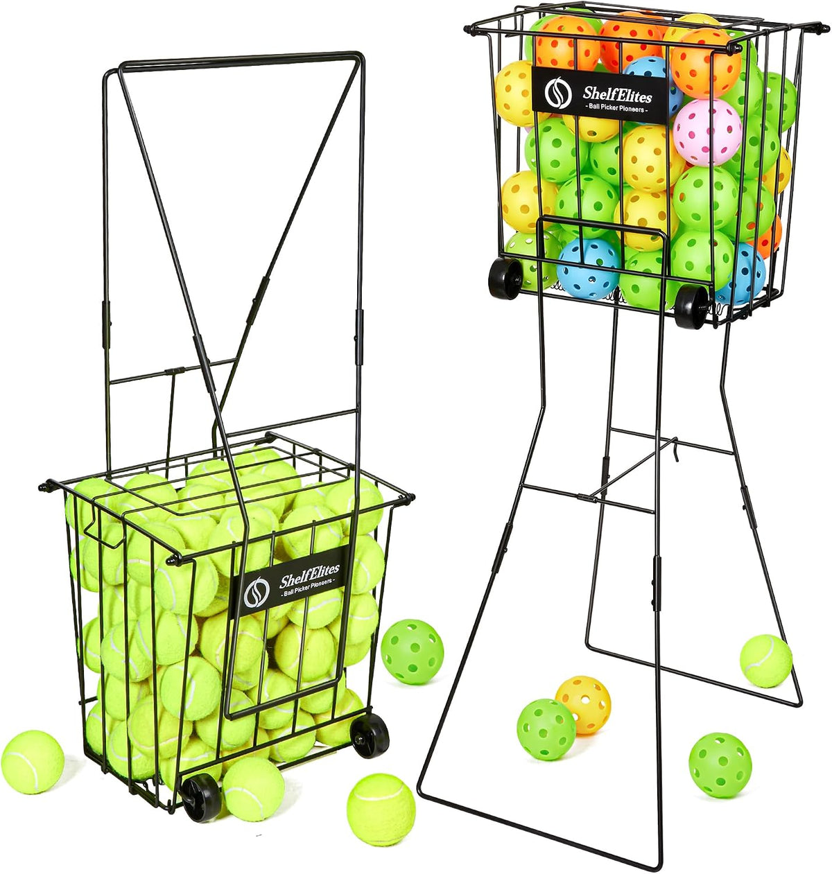 Tennis Ball Hopper, Portable Tennis Ball Holder with Handle for Court, Practice & Training