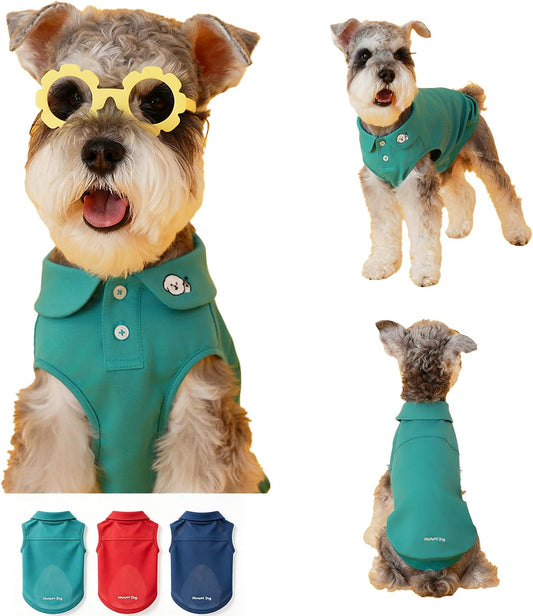 Hooooot Dog Polo Dog Shirt, Breathable Instant Cooling Sleeveless Dog Vest with Classic Turn-Down Collar for Small Medium Puppy, Dog Clothes for Boy Girl Dog Outfit for Summer Autumn,Green, M