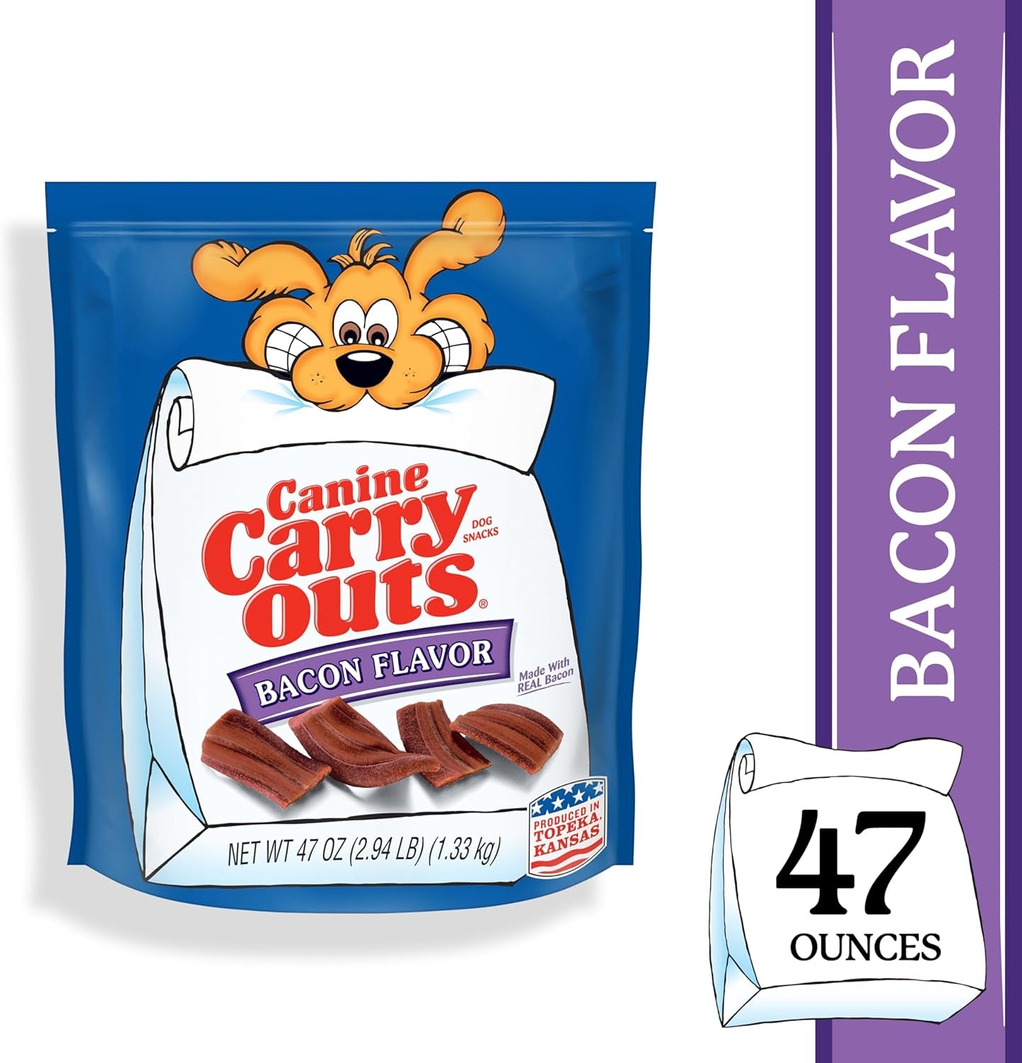 Canine Carry Outs Bacon Flavor Dog Treats, 47Oz Bag