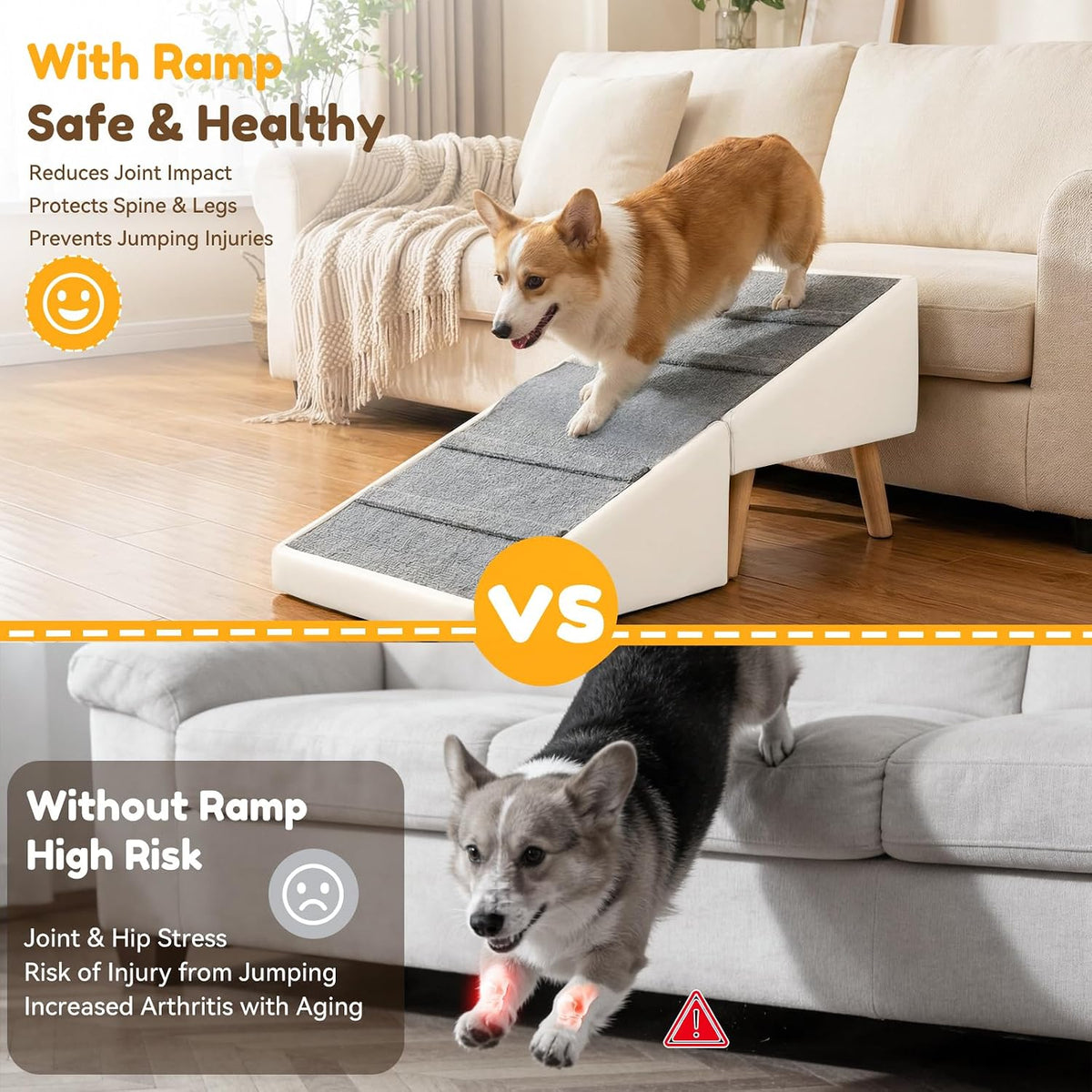 Dog Ramp for Couch, 3-In-1 Ottoman & Pet Stairs for Small Dogs