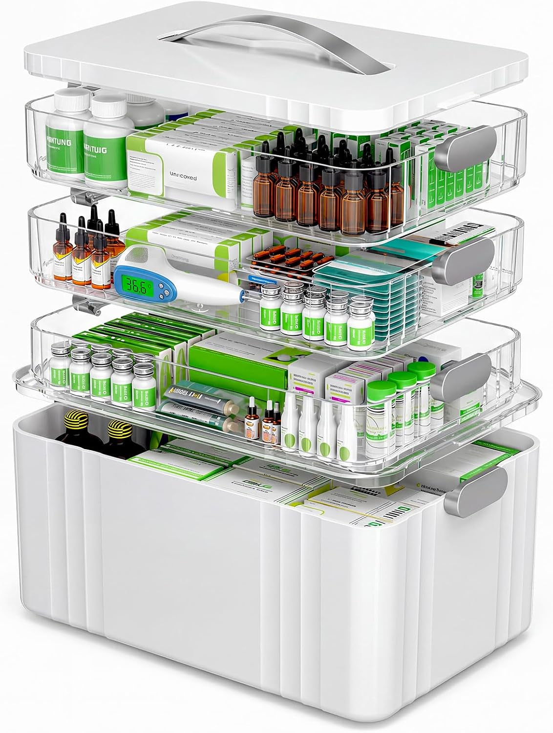 ARSTPEOE 4-Tier Medicine Organizer - Portable Medicine Cabinet with Handle