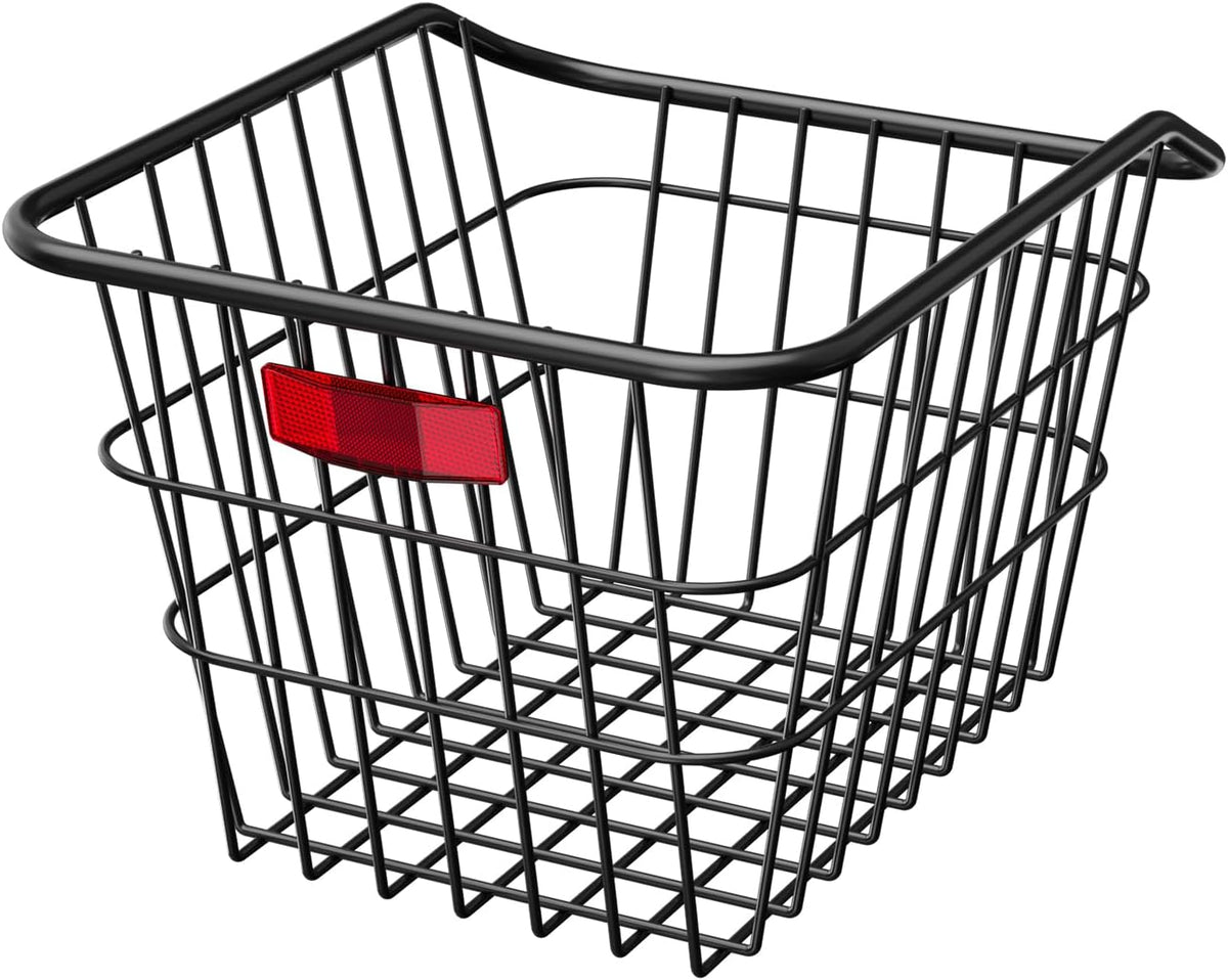 VEVOR Rear Bike Basket, Metal Wire Bicycle Basket with Reflective Tail Light & Waterproof Cover, Durable Bike Back Basket, Fits to Most Rear Bike Racks