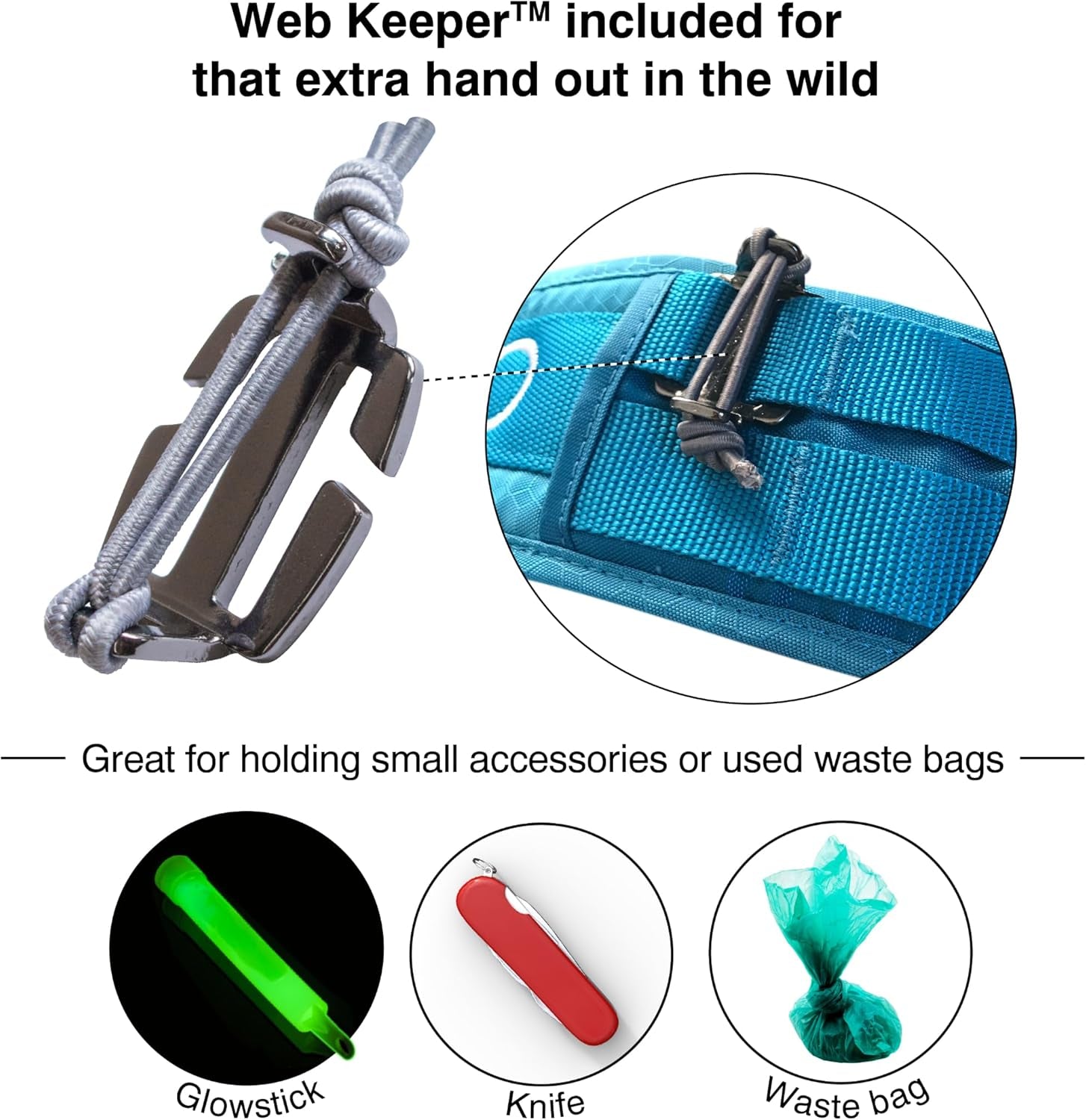 Kurgo RSG Active Utility Belt - Adjustable Adventure Dog Belt - Molle-Compatible - Reflective Trim - Lightweight, Comfortable Fit - Hands-Free