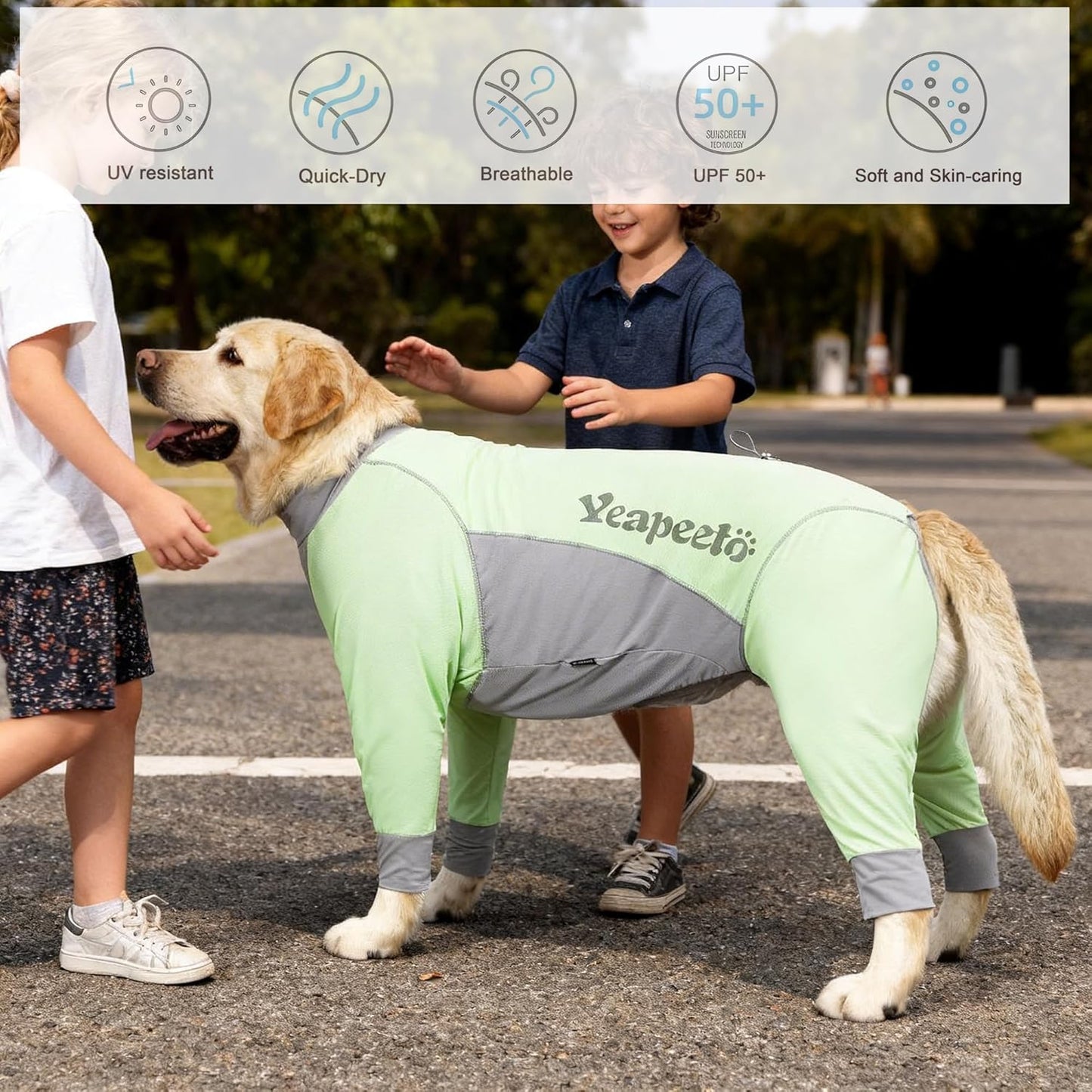 Dog Sun Protection Cooling Suit UPF 50+, Quick-Dry Breathable Jumpsuit for Large & Medium Dogs, Outdoor Dirt-Resistant Shedding Control Pet Apparel (Chartreuse, 6X-Large)