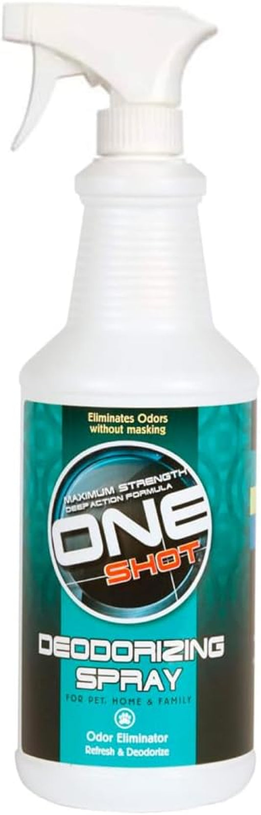 Best Shot ONE SHOT Deodorizing Spray, Versatile Pet Odor Eliminator Spray, Alcohol-Free and Fabric-Safe, Deodorizing Spray for Horses, Dogs, and Cats, Herbal Mint Fragrance, 32 Oz.