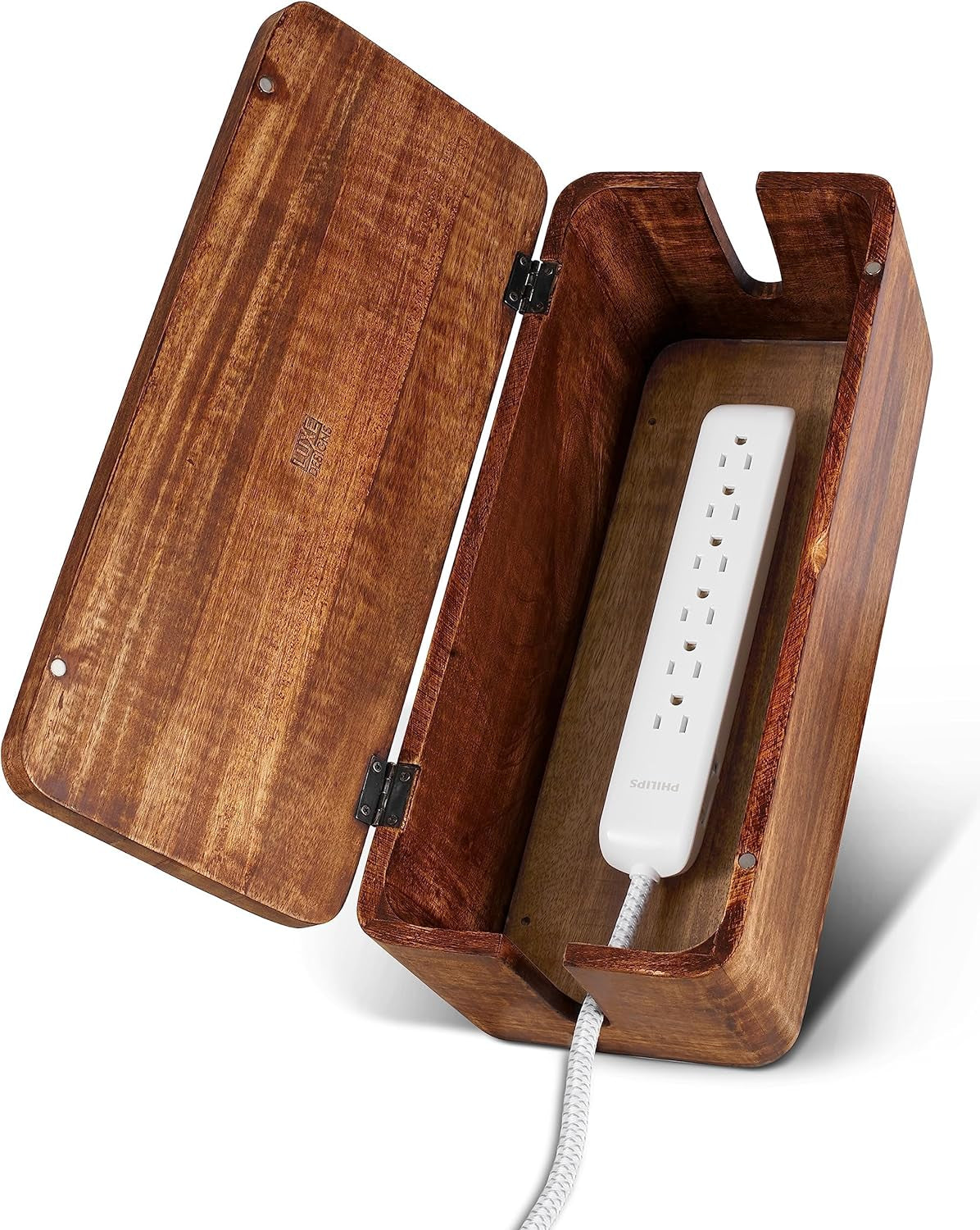 Large Cable Management Box, Wood Wire Organizer & Power Strip Cord Hider