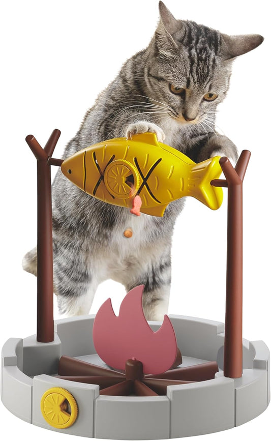 Petpals Cat Slow Feeder Treat Dispenser Interactive Cat Puzzle Fish Toy