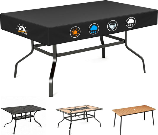 Rectangle Patio Table Cover 85 Inch - Outdoor Table Cover Rectangle Waterproof, 600D Patio Furniture Covers Rectangle for outside Dining Table & Picnic Table - 85 X 40 X 7 Inch