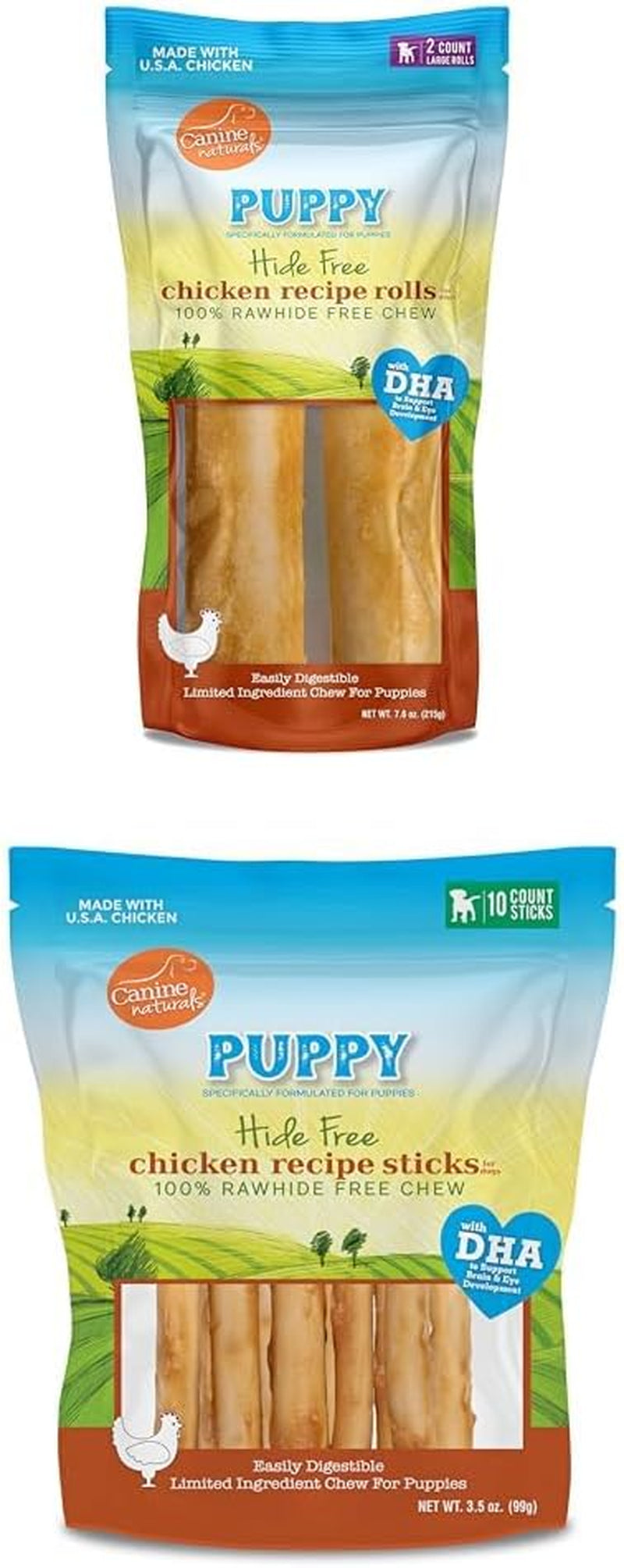 Canine Naturals Puppy Chicken and Rice Chew-Rawhide Free Puppy Treats-Made with USA Chicken-Al Puppy Chicken and Rice Chew-Rawhide Free Puppy Treats - Made with USA Chicken - Al