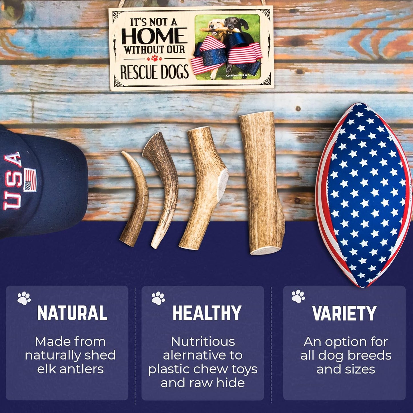 Devil Dog Pet Co. Elk Antlers for Dogs, Natural Dog Chew for Aggressive Chewers - Long Lasting and Odor Free - USA Sourced - Cleaner Teeth, Anxiety & Boredom Relief - Whole XL 7"+ - Antler Bone