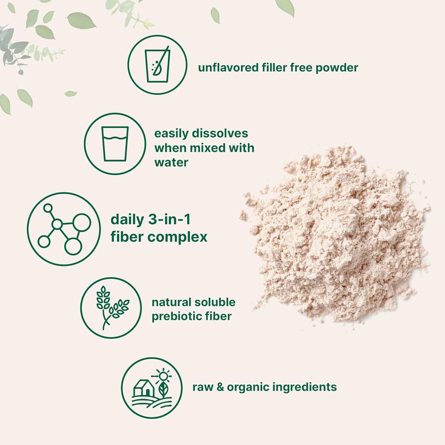 Micro Ingredients Organic Triple Fiber Powder, 2Lb | Natural Prebiotic to Support Digestive & Gut Health | Soluble, Easily Digestible | Unflavored, Vegan