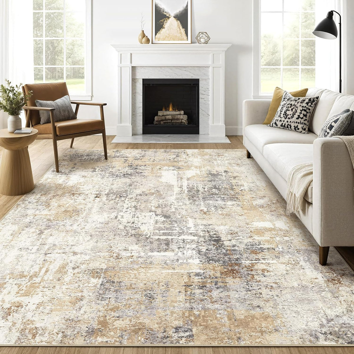 LOONGRUG 8X10 Area Rugs Washable Large Neutral Modern Living Room Rug