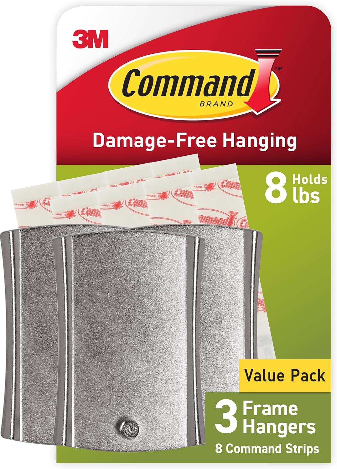 Command 8 Lb Universal Hangers, 3 Hangers, 8 Strips